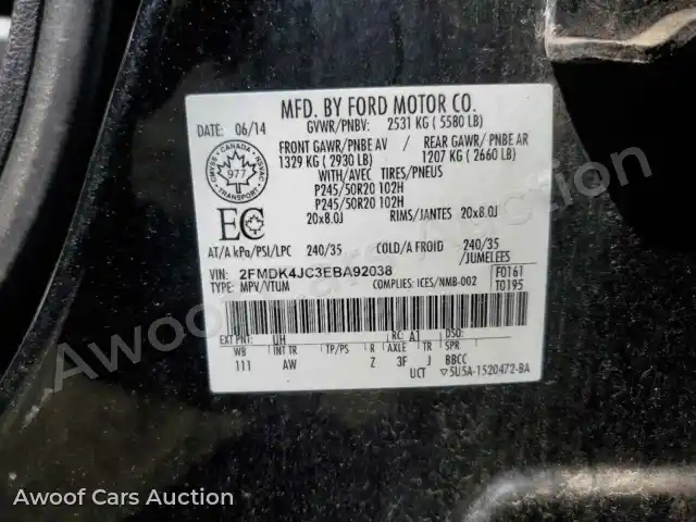 2014 Ford Edge 2FMDK4JC3EBA92038 — Copart auction photo 13