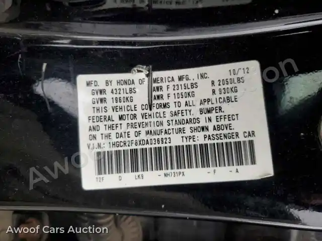 2013 Honda Accord 1HGCR2F8XDA036923 — Copart auction photo 12
