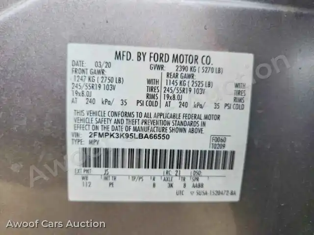 2020 Ford Edge 2FMPK3K95LBA66550 — Copart auction photo 13