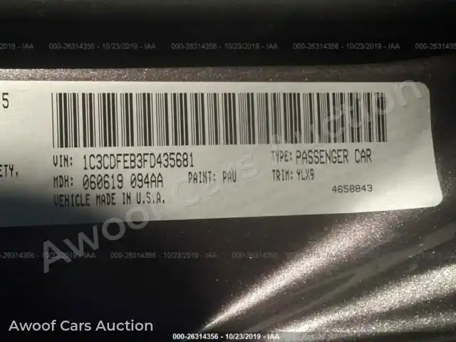 2015 Dodge Dart 1C3CDFEB3FD435681 — Iaai auction photo 9