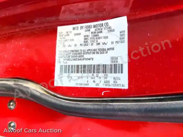 2010 Ford Explorer 1FMEU3BE9AUF03472 — Copart auction photo 12