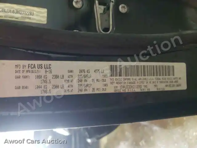 2017 Jeep Compass 1C4NJDEB3HD112283 — Copart auction photo 10
