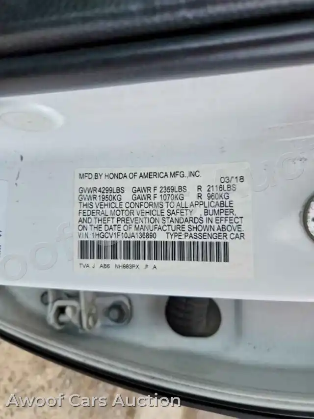 2018 Honda Accord 1HGCV1F10JA136890 — Copart auction photo 12
