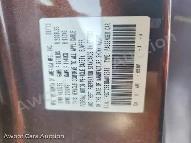 2013 Honda Accord 1HGCT2B89DA012846 — photo 12 de la vente Copart