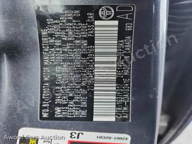 2010 Toyota Corolla 2T1BU4EE8AC439169 — Copart auction photo 12