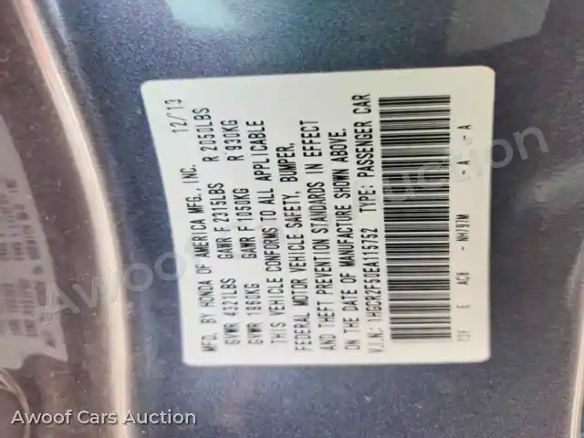 2014 Honda Accord 1HGCR2F50EA115752 — Copart auction photo 12