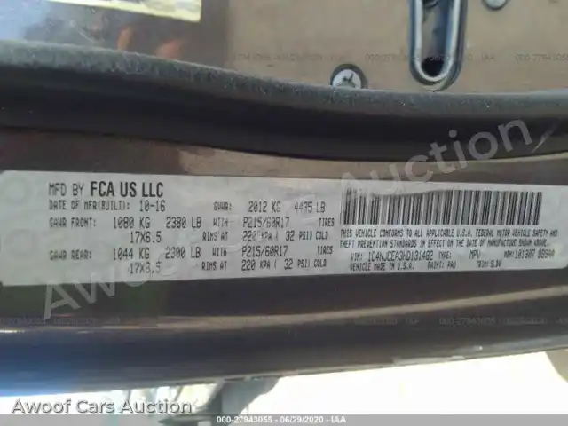2017 Jeep Compass 1C4NJCEA3HD131482 — photo 9 de la vente Iaai