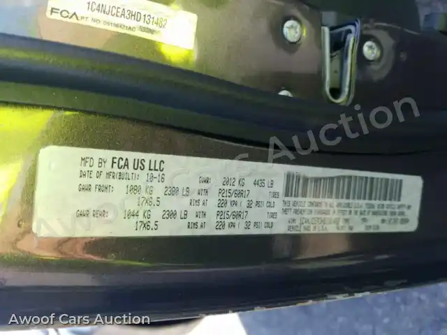 2017 Jeep Compass 1C4NJCEA3HD131482 — photo 6 de la vente Manheim