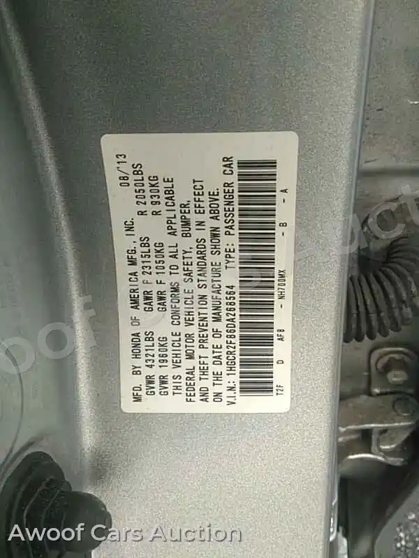 2013 Honda Accord 1HGCR2F86DA268564 — hoton gwanjo Manheim na 12