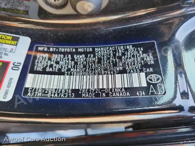 2014 Toyota Corolla 2T1BURHE5EC183443 — Copart auction photo 12