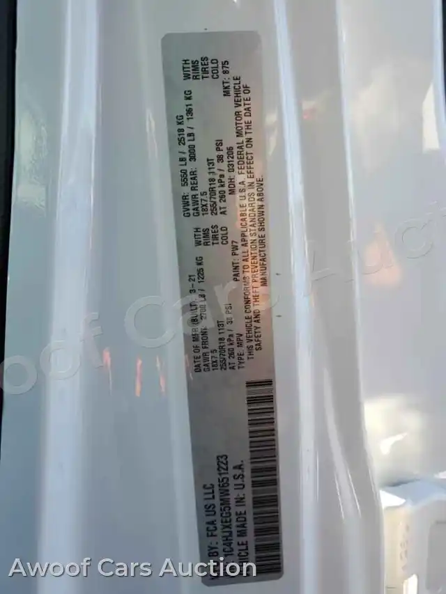 2021 Jeep Wrangler 1C4HJXEG5MW651223 — hoton gwanjo Copart na 12