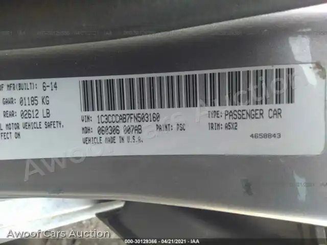 2015 Chrysler 200 1C3CCCAB7FN503160 — photo 9 de la vente Iaai