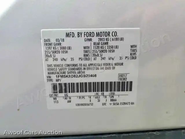 2018 Ford Explorer 1FM5K8D82JGB29408 — Copart auction photo 13