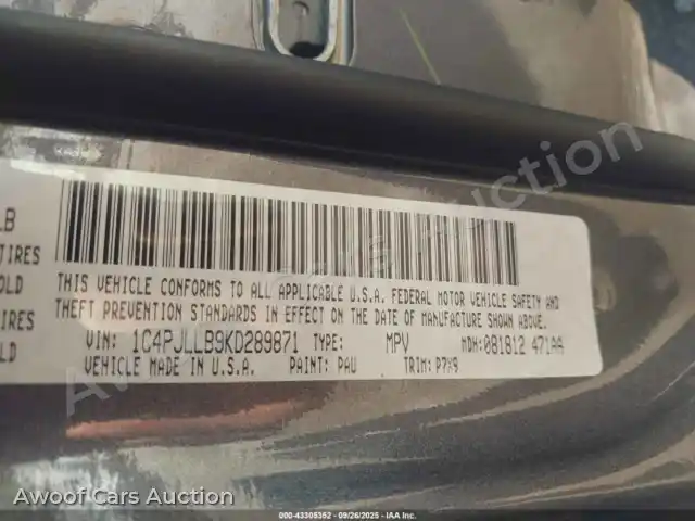 2019 Jeep Cherokee 1C4PJLLB9KD289871 — Iaai auction photo 9