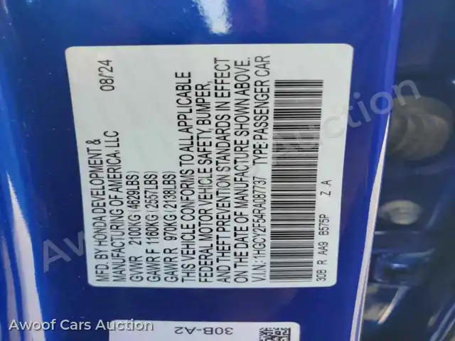 2024 Honda Accord 1HGCY2F54RA087737 — Copart auction photo 13