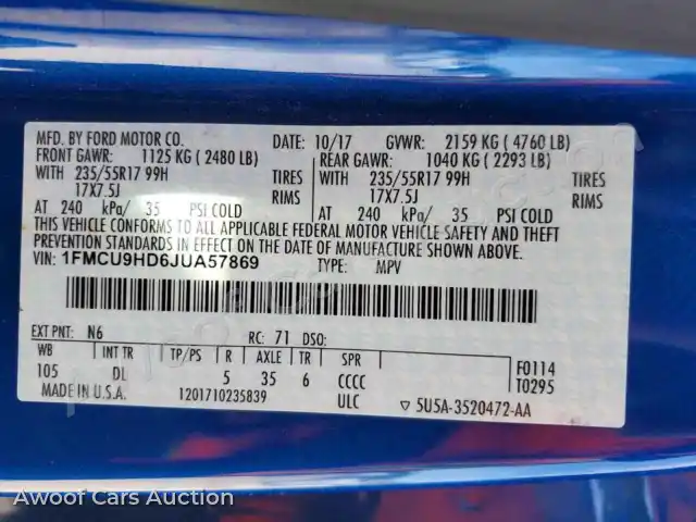 2018 Ford Escape 1FMCU9HD6JUA57869 — Copart auction photo 13